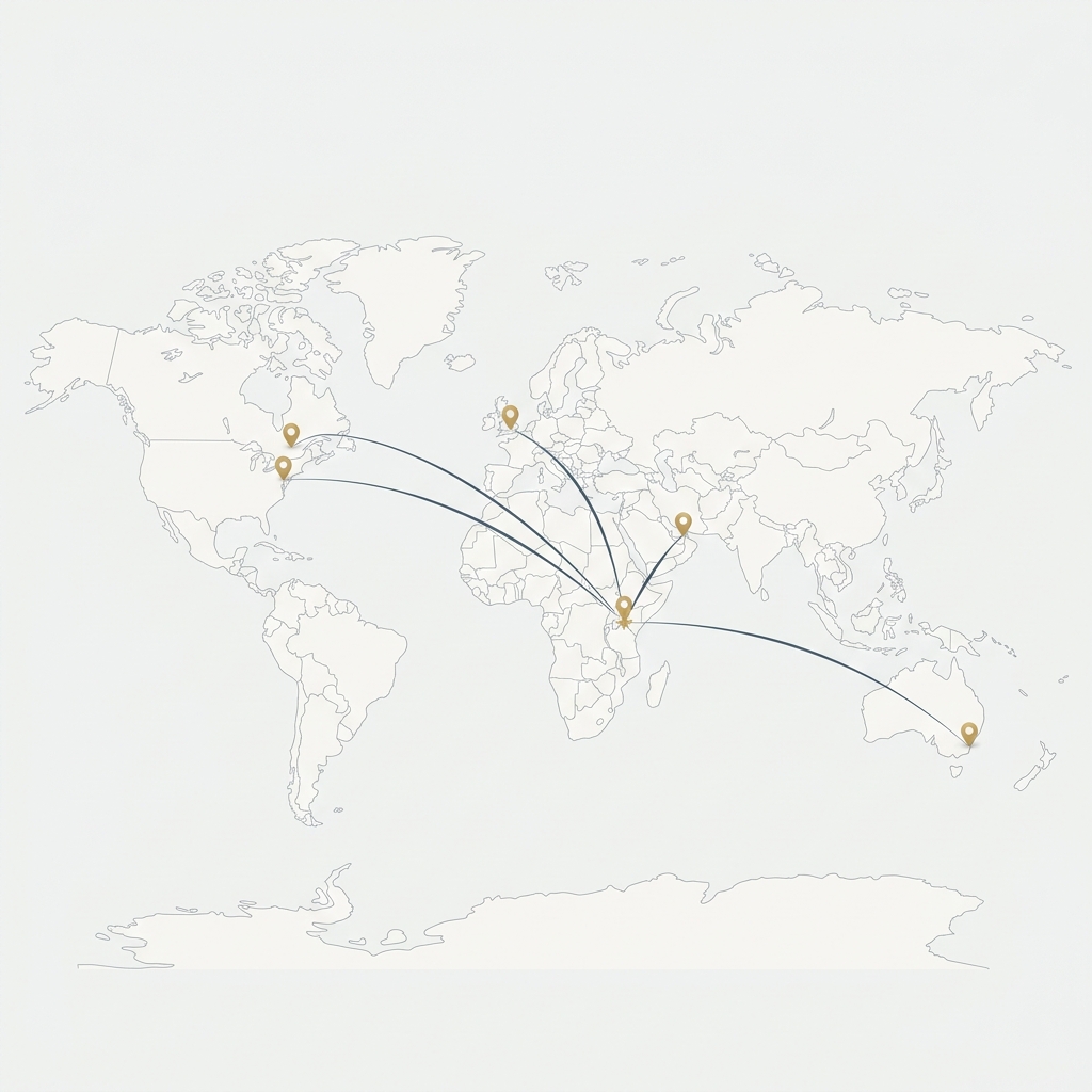 Global Diaspora connectivity map showing Kenya's international reach